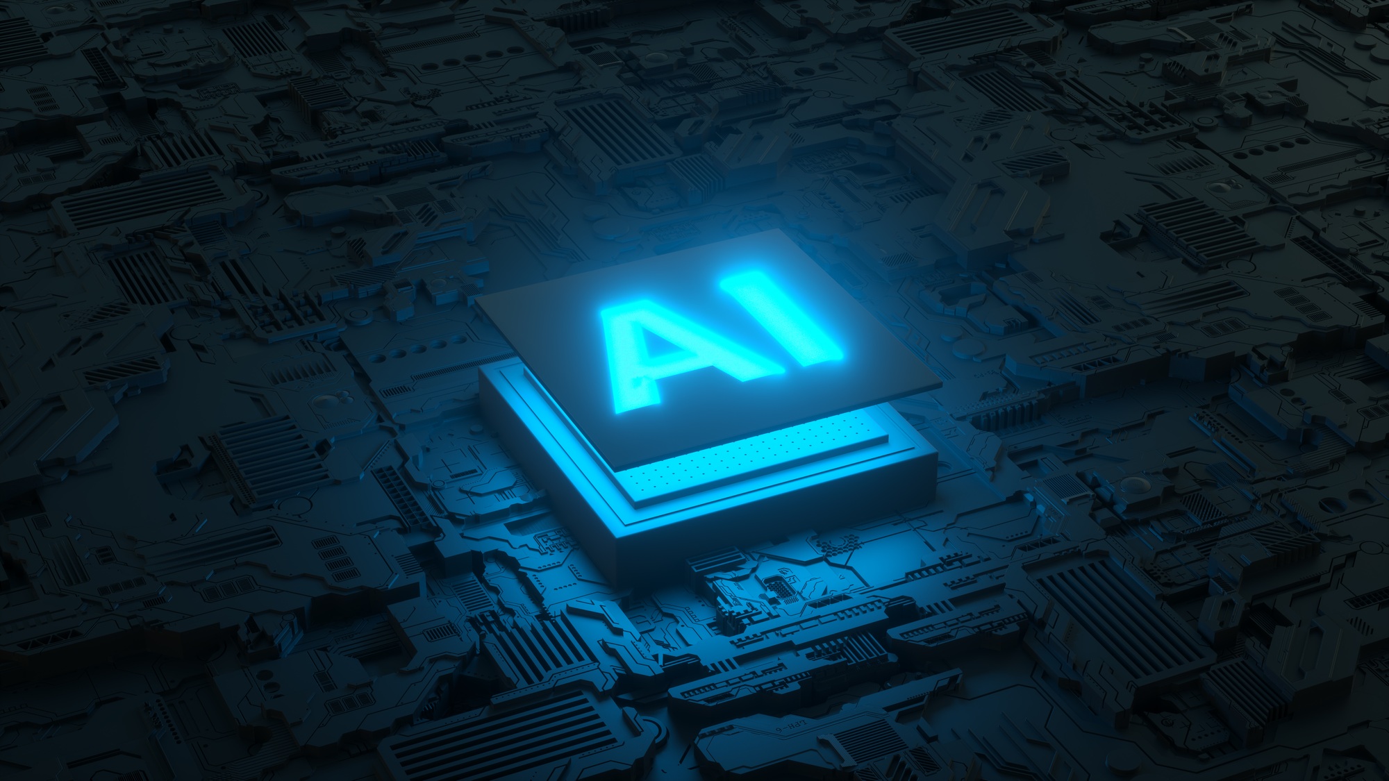 Circuit board and AI micro processor, Artificial intelligence of digital human. 3d render Circuit board and AI micro processor, Artificial intelligence of digital human. 3d render