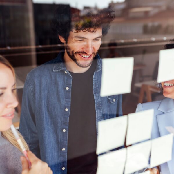 Business people creating a plan in coworking space